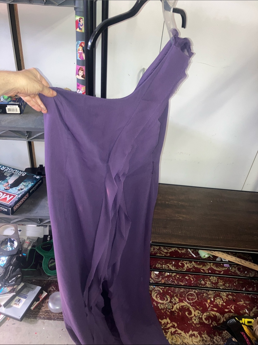White by Vera wang one shoulder Purple Ruffle Dress Sz 12